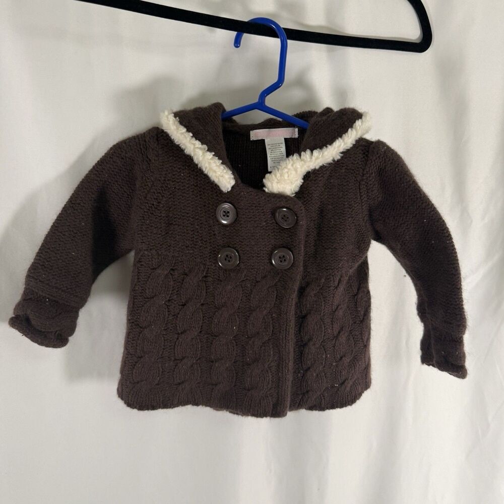 Janie and Jack Sweater Jacket Baby 6-12 Months Brown Knit Lambs Wool Cashmere Bl